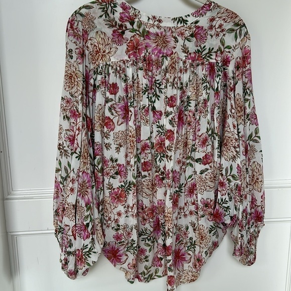 JOHNNY WAS ISLA BUTTON DOWN SHIRT Boho Peasant Floral size Medium - Picture 9 of 14